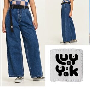 Lucy & Yak Wide Leg Denim Jeans in Classic Blue (SUPER high waist)